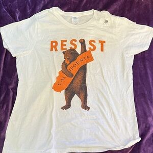 Resist California Bear White T-Shirt (Ladies XL)